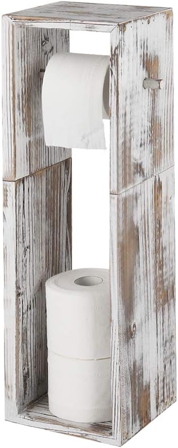 NEX Toilet Paper Holder, Real Wood Bathroom Toilet Tissue Paper Roll Holder Stand and Dispenser with Storage