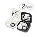 2PCS Portable Cute Pocket Mini Contact Lens Case Travel Kit Mirror Container(Black + White)