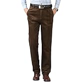 Kinghua Men's Pleated Front Corduroy Pants Casual Relaxed Fit Straight Leg Corduroy Pant