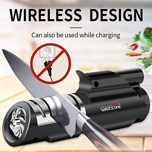 Warsun Knife Sharpener,Wireless Electric Rechargeable Knife Sharpener,2-Stage Knife Sharpening, Kitchen