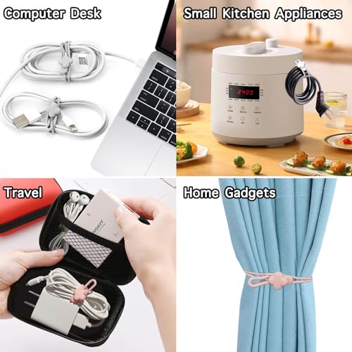 AFunCrafter Silicone Cable Ties - 20 PCS Travel Cord Organizer, Charger Wire Holder Wrap Keeper Electrical Management, Rubber Bands Office Supplies, Reusable Twist Straps for Phone USB