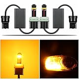 Alla Lighting Directly Plug & Play 1300 Lumens CAN-BUS Error Free 21W CREE Extremely Super Bright Yellow 7440 7441 W21W 7440NA LED Bulbs for Turn Signal Blinker Light Lamps Replacement