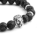 Jovivi 4pcs Men Women 8mm Mix-Style Silver Plated Natural Black Lava Rock Stone Energy Beads Stretch Diffuser Bracelets