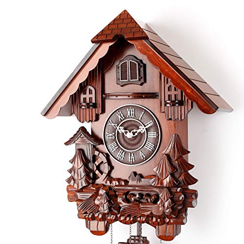 Polaris Clocks Cuckoo Clock in German Style with Night Mode Option (Brown, Water Mill-1) - Thumbnail 4