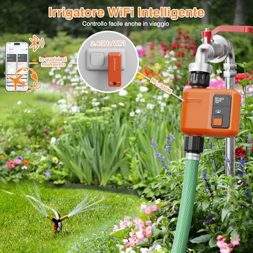 XinFuture WiFi Irrigation Control Unit with RF 300M Technology, Smart Watering Timer Compatible with APP and Alexa Vocal, Computer Irrigation, Rain Delay Timer