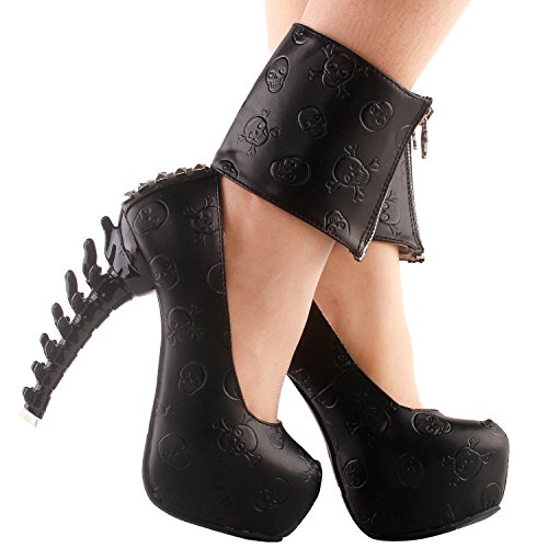 SHOW-STORY-Punk-Skull-Print-Zipper-Ankle-Cuff-Hidden-Platform-Bone-Heel-Club-PupmsLF80667