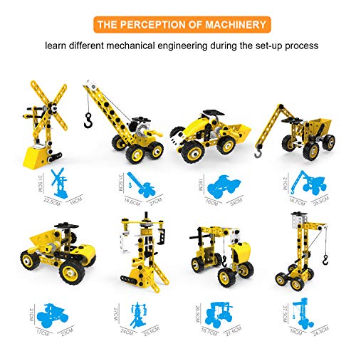 SZJJX STEM Building Toys, 100 PCS 8-in-1 Learning Construction Toys for 5 Year Old Boys, Erector Set Building Blocks Educational Toys for Kids 5-7, STEM Toys Gifts for 4 5 6 7 8 Year Old Boys Gilrs