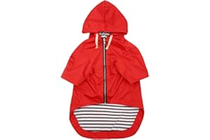 MOREZI Dog Raincoat rain Jacket Raincoat Dogs Waterproof Small Medium Breeds Zip Closure Storage Pocket Harness Hole Red M
