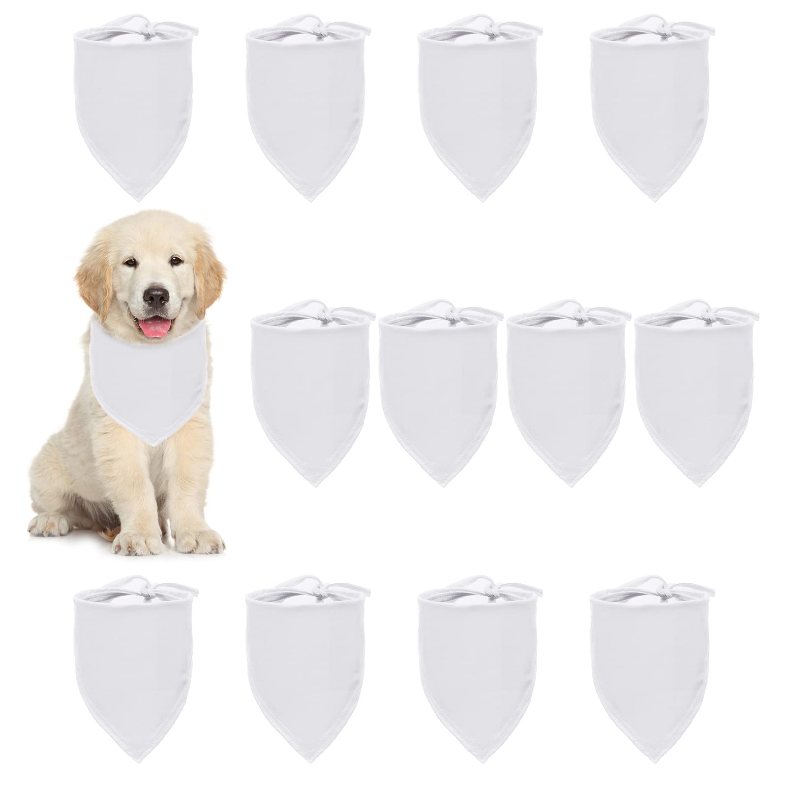 HACRAHO Solid White Dog Bandanas, 12 PCS Sublimation Blank DIY Dog Bandanas Polyester Dog Triangle Bibs Scarf for Small Medium Dog