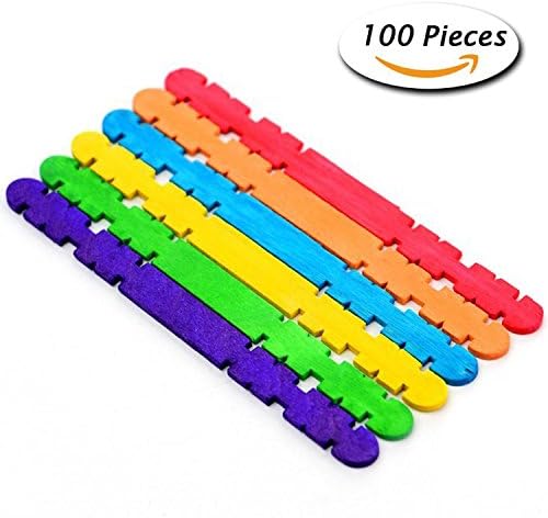 Mocollmax 4.5" Colored Jumbo Sticks Wood Craft Sticks Lollipop Craft Sticks for DIY Handmade Crafts - Pack of 100 (Multicolored)