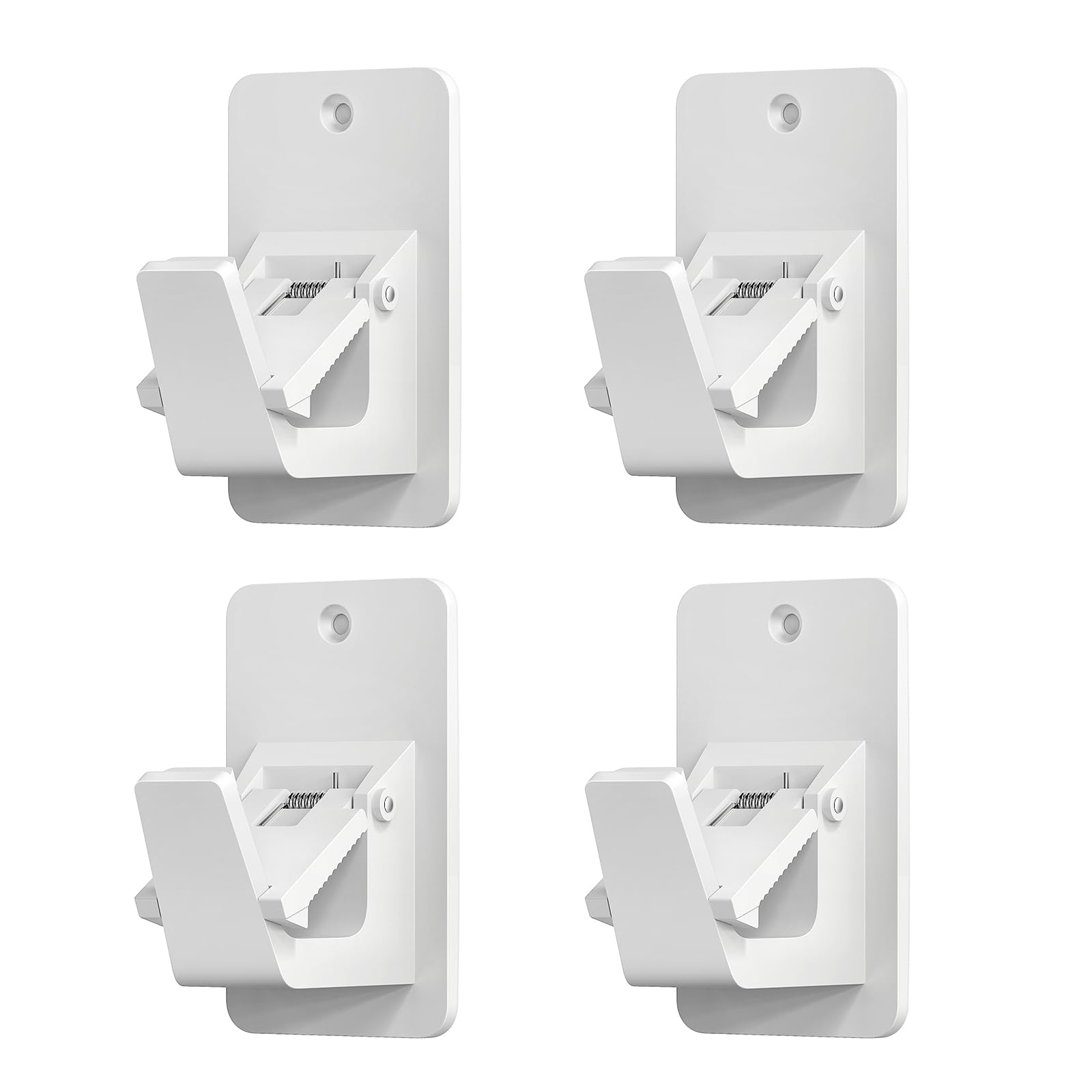 Universal Curtain Rod Holders, No Drill Curtain Rod Brackets, Self Adhesive Curtain Rod Brackets Up to 30 LB, Nail Free Curtain Rod Hooks for Bathroom, Bedroom, Livingroom, Kitchen (4PC, White)