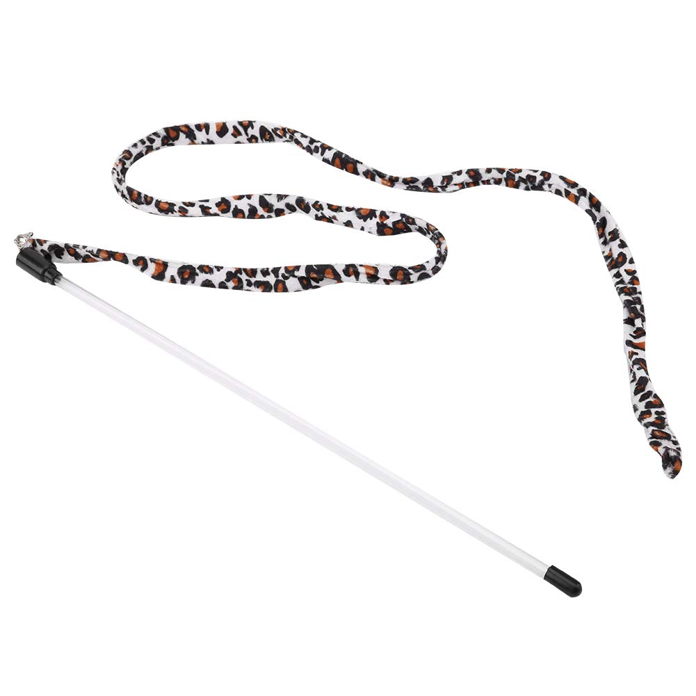 Tnfeeon Cat Teaser Toy, Cat Teaser Stick Chaser Wand Leopard Print Tail with Bell Cat Chaser Toy for Kitten Cat Having Fun Exercise Playing
