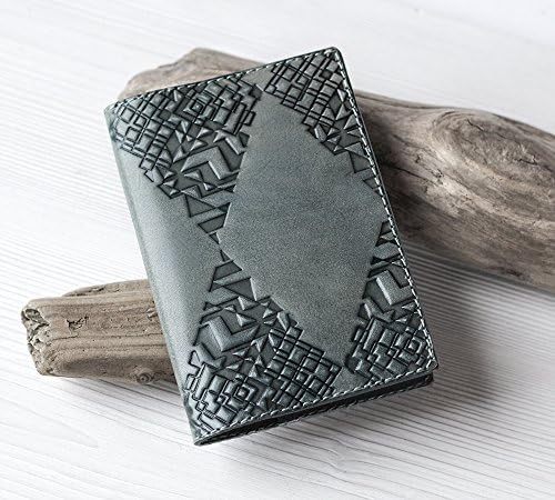 Handmade Leather Passport Cover Holder Case - Gray Khaki Personalized Travel Wallet for Men