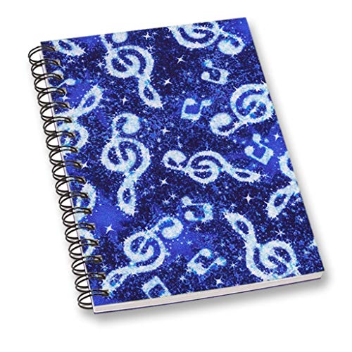 RADANYA Music Printed Notebook Blue Journal Diary Notebook Wire Bound Ruled Paper Sheets