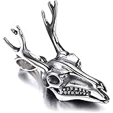Xusamss Punk Titanium Steel Deer Head Pendant Skull Necklace With 24" Chain