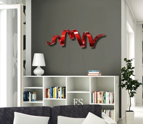 Contemporary Red Metal Wall Sculpture - Modern Handcrafted Abstract
