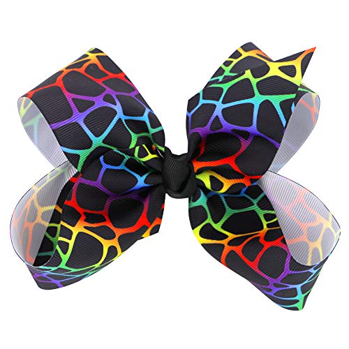 image for Myamy 6 inches Big Large Grosgrain Ribbon Hair Bows Boutique Raibbow H