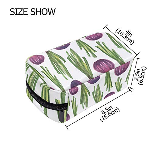 Purple Onions Illustration Makeup Bag Organizer Portable Cosmetic Pouch Handbag With Zipper For Women Purse