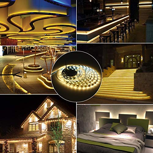 HOMELYLIFE 12V LED Strip Light Warm White SMD 2835 - Non-Waterproof 16.4Ft 300 LEDs Tape Lights for Home, Party, DIY Decor and More - Warm White Coating