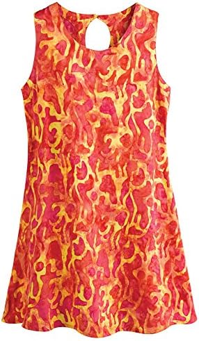 Women's Sunburst Keyhole Dress - Sleeveless Knee-Length Scoop Neck - Xl