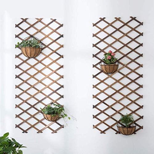 JFFFFWI Plant Stand Wall Mount, Solid Wood Flower Plant Holder Pot Holder with Climbing Frame, Foldable Interior Garden Saving Balcony (6 Sizes)