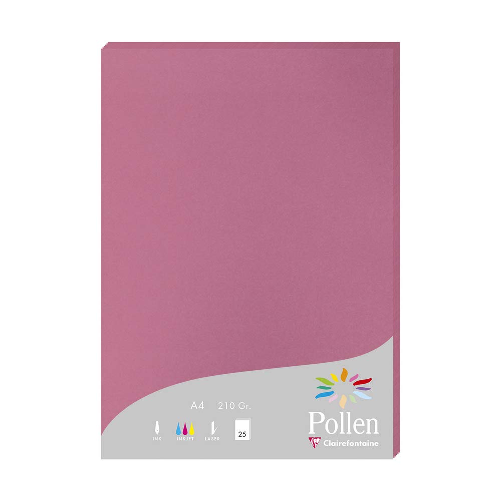 Clairefontaine 224281C Wallet of 25 Sheets Format A4 (21x29,7cm) 210gsm Colour Hydrangea Pink Invitation Paper Events Correspondence Pollen Range Premium