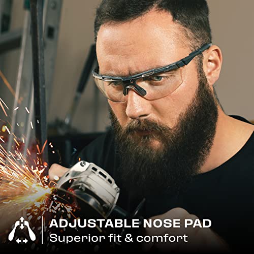 NoCry Safety Glasses with “Floating” Clear Lenses, Premium Anti Fog and