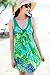 Chouyatou Women's One Piece Printed Mesh Beach Swim Dress Bow-Knot (XXX-Large, Blue)