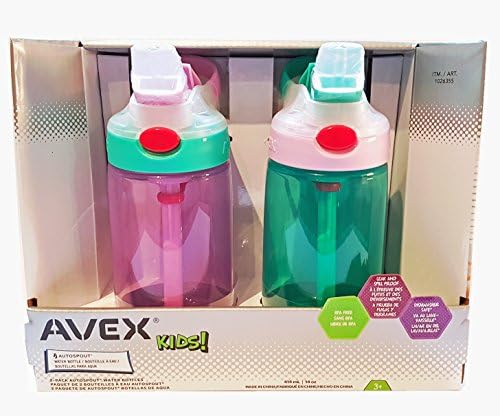 Avex Kids Water Bottles Autospout Leak &amp; Spill Proof Purple &amp; Green BPA Free by Autospout