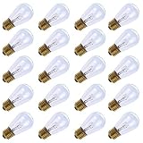 Pack of 20pcs 11 Watt S14 Warm Replacement Glass Bulbs - E26 Medium Candelabra Screw Base Light Bubs for Commercial Grade Outdoor Patio Vintage String Lights 16-Gauge Wiring
