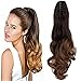 Neverland Beauty Ponytail Extension, Natural Ombre Look Two Tone Long Curly Big Wavy Claw Synthetic Curly Ponytail Clip for Women, Girls (20inch)