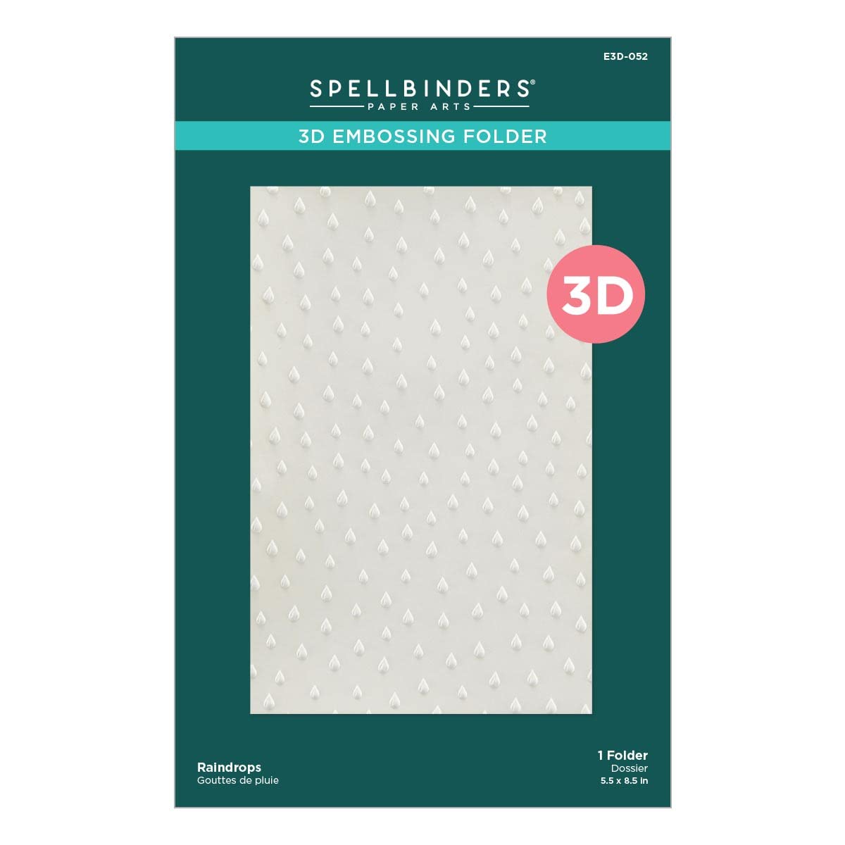 Spellbinders Raindrops 3D Embossing Folder from Showered with Love Collection by Vicki Papaioannou, Metal, ONE