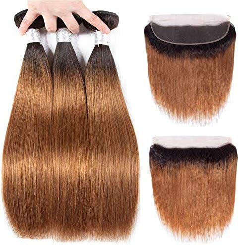 HC Hair 613 Bundles with Closure 9A Brazilian Deep Wave 3 Bundles with 4x4 Lace Closure Remy Human Hair Blonde Bundles with Closure (18 20 22 with 16, closure)