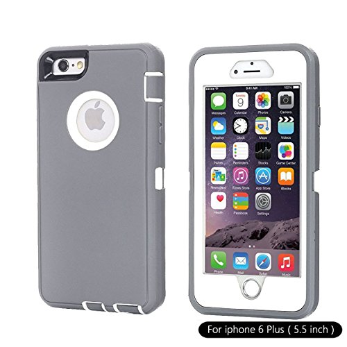 Ai-Case Built-In Screen Protector Tough 4 In1 Rugged Shorkproof Cover With Kickstand For Iphone 6/6S Plus, Grey/White(Without Kickstand) (769134130129)