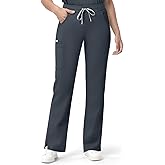 Dvoliaw Straight Leg Scrub Pants for Women with 7 Pockets & Drawstring Women's Scrub Pants, Mid-Rise Straight Fit Cargo Pants