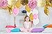 Paxcoo Pink and Gold Birthday Decorations with Happy Birthday Banner Pink and Gold Balloon and Paper Pom Poms for Party Decorations