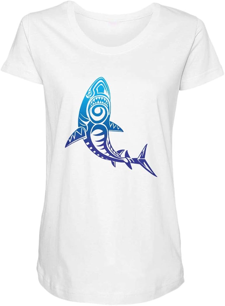 Tribal Shark - Pattern Tropical Great White Side Ruched Maternity T-Shirt