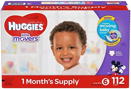 Branded Huggies Little Movers Diapers - Diaper Size 6 - 112 Ct. ( Weight Over 35 Lbs.) (Bulk Qty at Whoesale Price, Genuine &amp; Soft Baby diaper)