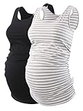 Liu & Qu Maternity Basic Tank Top Mama Clothes Neck Sleeveless Tops Women's Solid Side Ruching Vest
