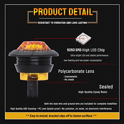 image for Meerkatt (Pack of 10) 3/4 Inch Round Amber Mini Side Marker Lights Fen