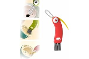 BUSYLIVE 3 in 1 Multifunctional Crevice Cleaning Brush Set - Portable Cup Lid Cleaner for Baby Bottle Gap Tight Spaces (Red)