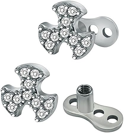 14g Cubic Zirconia Dermal Anchor Tops and Base Surgical Steel Microdermals Body Piercings