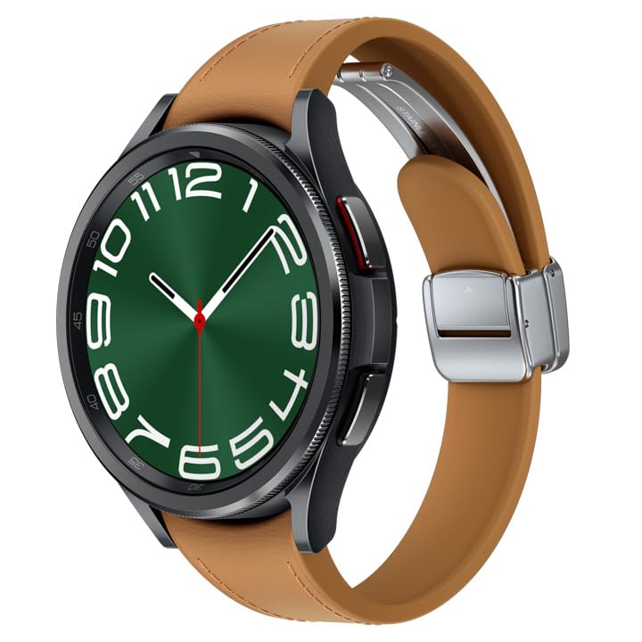 SAMSUNG Galaxy Watch 6 Bespoke Edition 47mm Exclusive Bluetooth Smartwatch, Health, Fitness, Sleep, HR Tracker, Improved Battery, Sapphire Crystal Glass, US Version, Black D-Buckle Band, Hybrid Camel Image