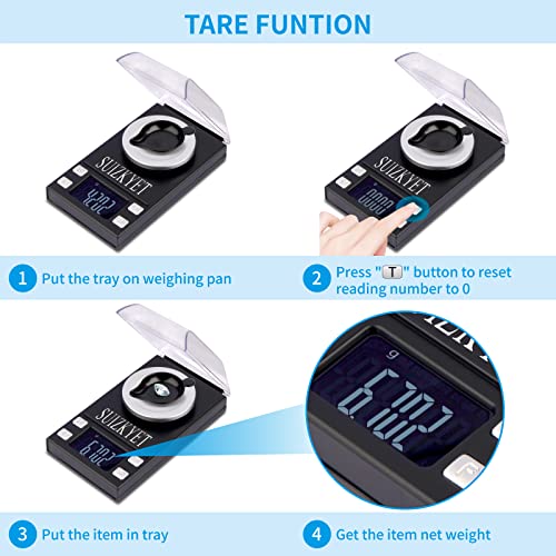 Ultra-High Precision Milligram Scale 50g X 0.001g, MG Reloading Scale with 50g Calibration Weight, Small Pocket Powder Scale for Jewelry Gold Herb 6 Units Coversion and Bright LCD Display