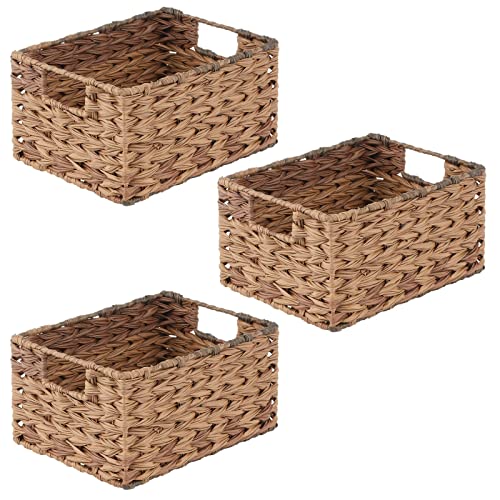 mDesign Woven Farmhouse Kitchen Pantry Food Storage Organizer Basket