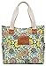 Malirona Women Canvas Tote Bag, Zipper Casual Tote's Handbag Large Capacity Shoulder Bag with Pockets for Office Shopping Travel (Green Flower)