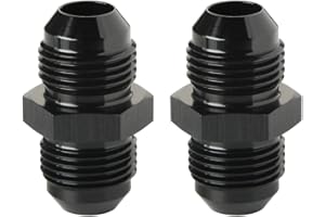 Podavelle 8AN Male to 8AN Male Flare Union Coupler Adapter Fitting Fuel Oil Connector Straight Aluminum Black, Pack of 2