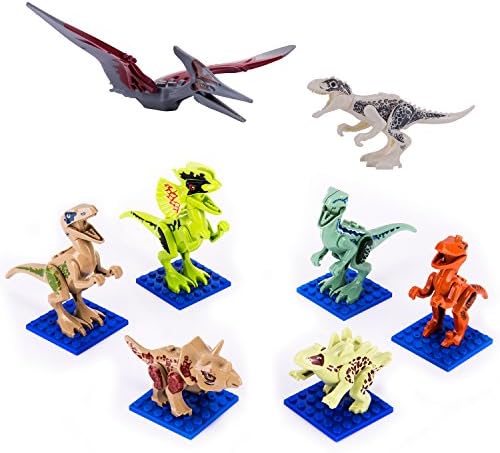 Dinosaur Toys, Dinosaur Toy Set for Boys and Girls Toddlers and Older Kids, Dinosaur Building Blocks with Set of 8 Toy Dinosaurs
