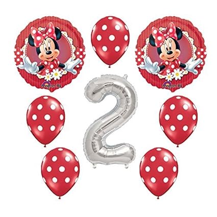 Red Minnie Mouse 2nd Birthday Party Balloons Decoration Supplies
