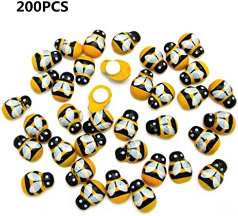 YiFeiCT Mini Wooden Bees with Adhesive Embellishments Painted Flatback Wood Bumble Bee for DIY Craft Decoration Scrapbooking 200 PACK